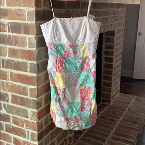 Strapless multi print Lilly Pulitzer dress